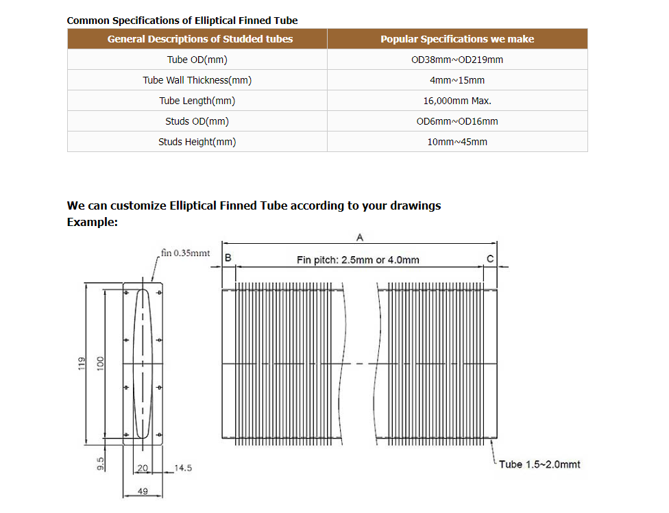 Elliptical Finned Tube Elliptical Finned Tube