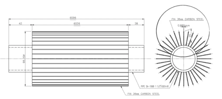 Longitudinal Finned Tube Drawing-Longitudinal fin tube Manufacturer and Supplier China OEM/ODM Factory