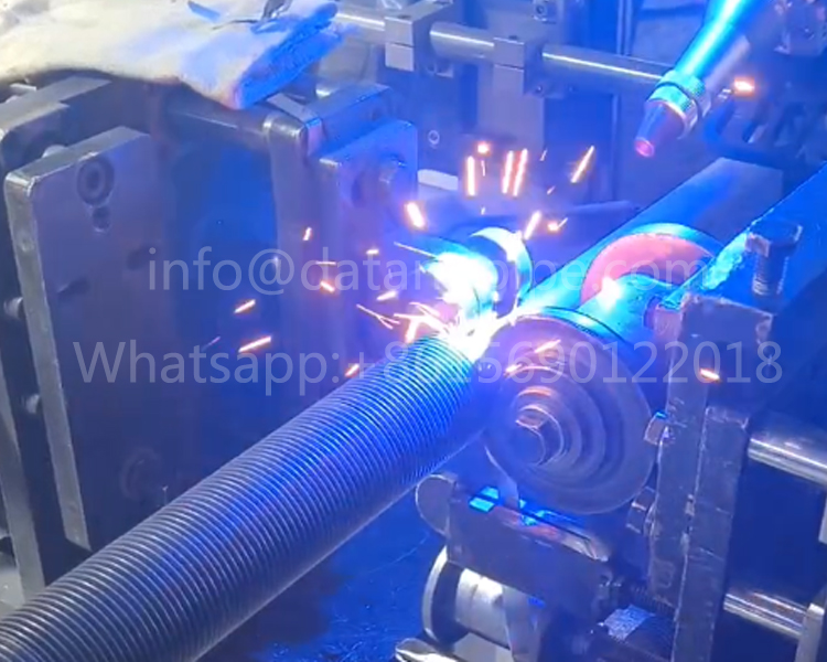Laser welded finned tube machine welding method