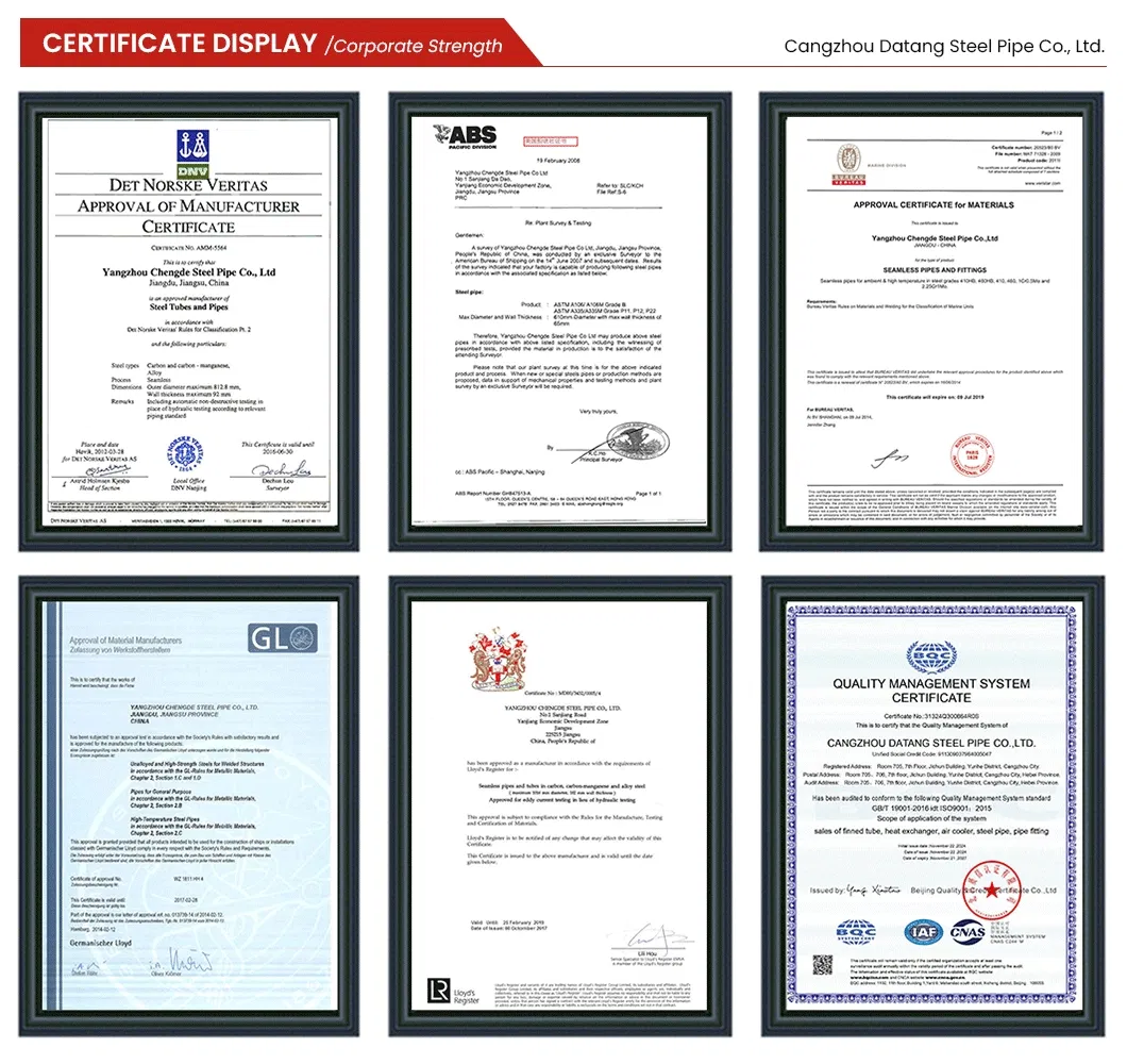 Certificate-Steel Finned Tube Manufacturers and Supplier in China-Cangzhou Datang Steel Pipe Co., Ltd.